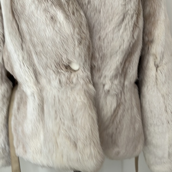 Winter White and Light Taupe Rabbit Coat - Picture 5 of 13